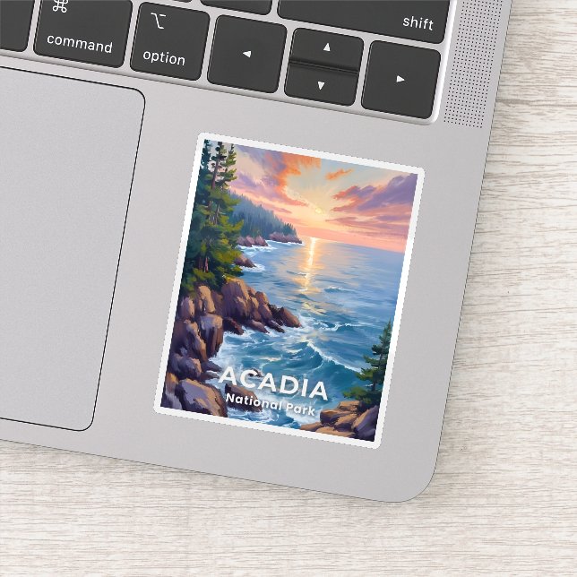 Pegatina Acadia National Park | Maine Painting Travel Art (Detalle)