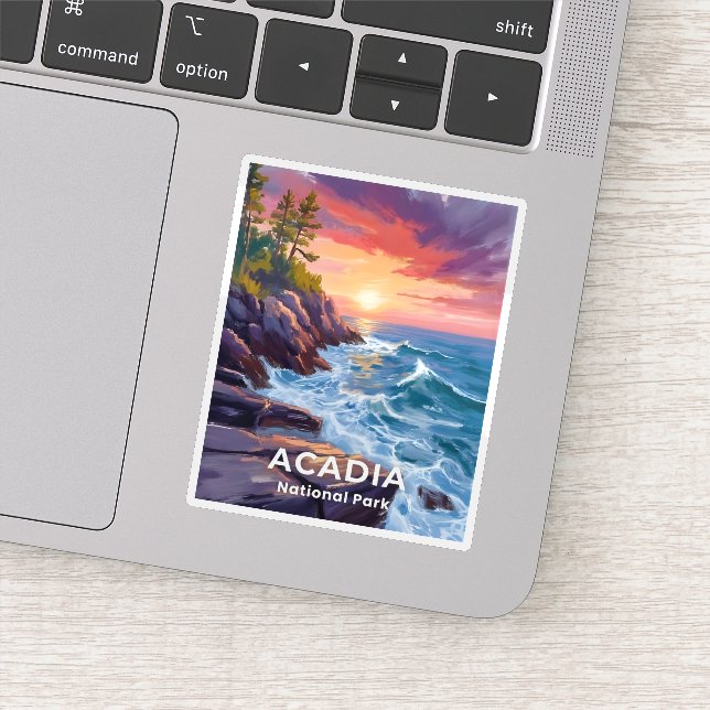 Pegatina Acadia National Park | Otter Cliffs Maine Travel (Detalle)