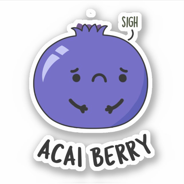 Pegatina Acai Berry Funny Fruit Pun (Anverso)