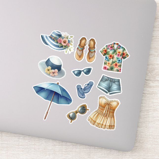 Pegatina Accesorios de playa de moda de verano (Detalle)