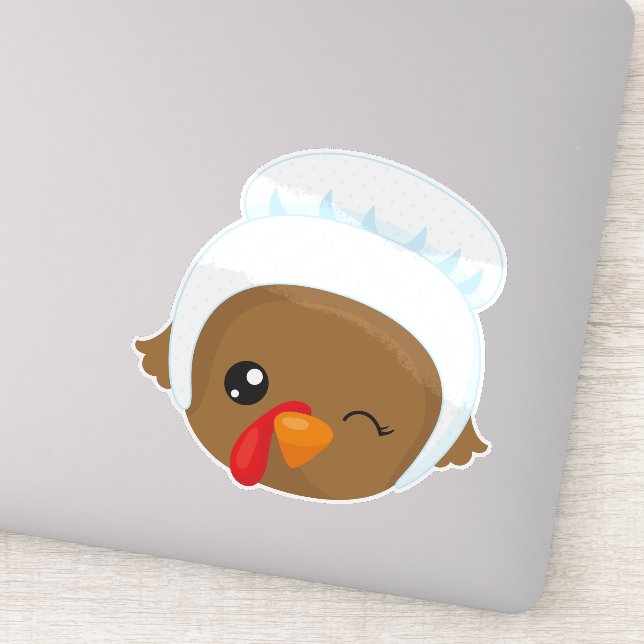 Pegatina Acción de Gracias Turquía, Turquía marrón, peregri (Detalle)