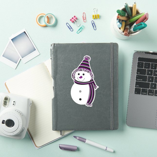 Pegatina Ace Priman Snowman Snowperson Morado Gray White (Funda para iPad)