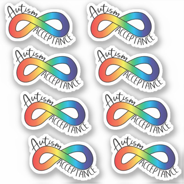 Pegatina Aceptación de autismo Arcoiris Infinity 6 Pack (Anverso)