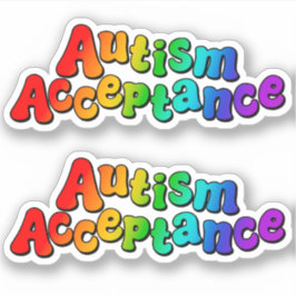 Pegatina Aceptación de autismo tipografía arcoiris