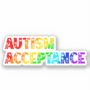 Pegatina "Aceptación del autismo" Texto de color arcoiris