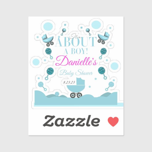 Pegatina Acerca de un niño Baby Shower Invitar bolsa de reg (Hoja)