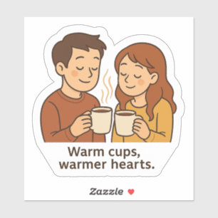 Pegatina Acogedor Pareja Café Amor
