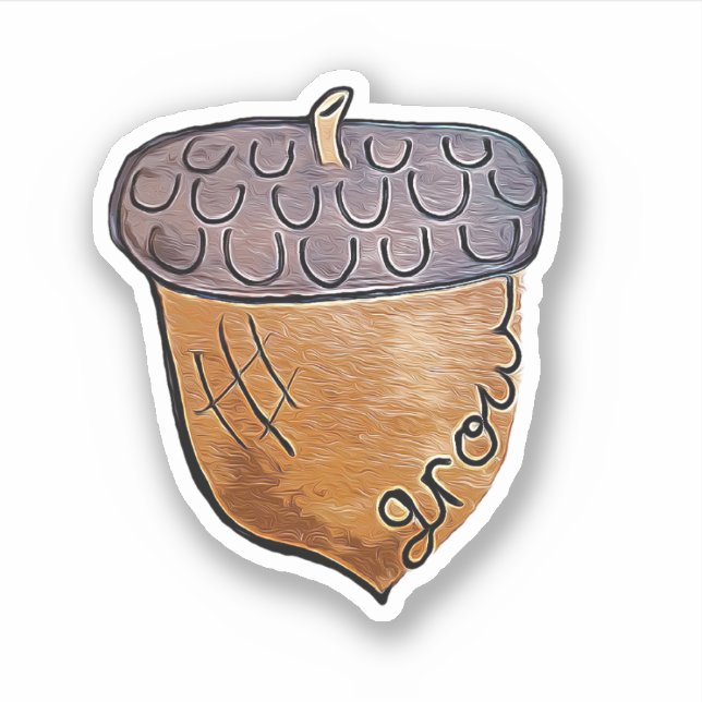 Pegatina Acorn inspirador, crecer (Anverso)