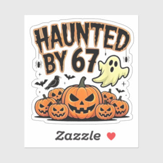 Pegatina Acosado por 67 - Famoso fantasma y calabaza Hallow