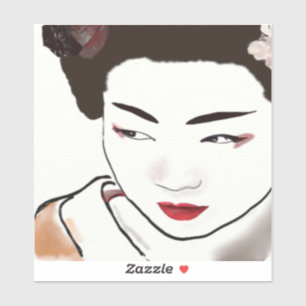 Pegatina Acuarela Chica Geisha