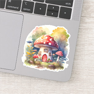 Pegatina Acuarela de algodón con hongos encantados