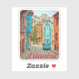 Pegatina acuarela de Balat Istanbul Turkey