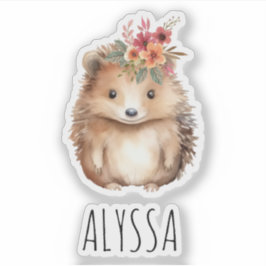 Pegatina acuarela de Hedgehog floral