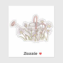 Pegatina Acuarela De Jardín Tranquila Puede Daisies