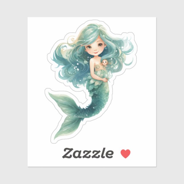 Pegatina Acuarela de medusas coloridas de Baby Shower (Hoja)