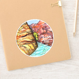 Pegatina Acuarela de Utah del parque nacional de Zion