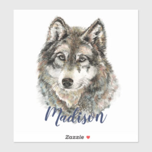 Pegatina Acuarela Lobo gris Lobo Lobo Lobo Lobo Arte Natura