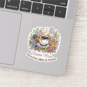 Pegatina Acuarela Médica Café Floral Nombre Personalizado