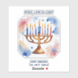Pegatina Acuarela Menorah Happy Hanukkah<br><div class="desc">Acuarela Artículos con temas de vacaciones Envíe sus deseos con esta tarjeta de vacaciones que cuenta con un Hanukkah Feliz impresionante</div>