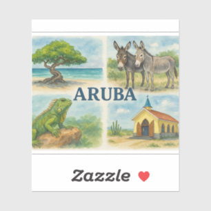 Pegatina Acuarela multivista de Aruba