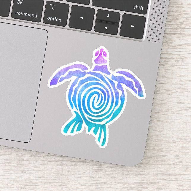 Pegatina Acuarela Pastel Tie Dye Espiral de tortuga marina (Detalle)