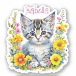 Pegatina Acuarela personalizada de Gris Gris y Flores