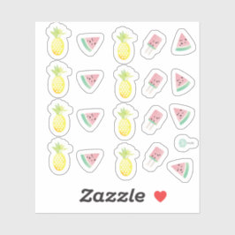 Pegatina Acuarela Piña tropical y sandía