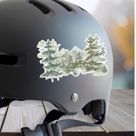 Pegatina Acuarela Pine Forest Mountain Estética Rústica