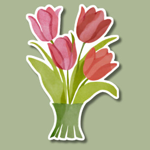 Pegatina Acuarela Red Tulips impermeable
