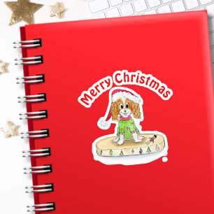 Pegatina Acuarela Xmas Cavalier King Charles Spaniel