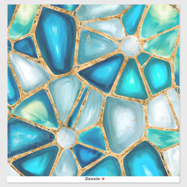 Pegatina Acuarela y células de oro - océano (Hoja)