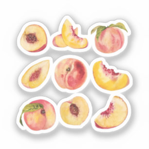 Pegatina Acuarela Y Coloridas Bajas Frescas De Peach,