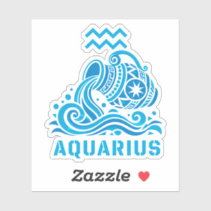Pegatina Acuario Portador de Agua Celestial Arte Azul