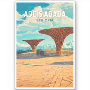 Pegatina Addis Abeba Etiopía Viaje Arte Vintage