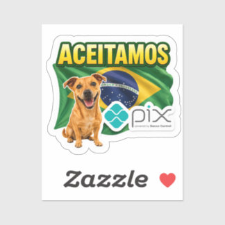 Pegatina Adesivo Aceitamos PIX com Cachorro Caramelo