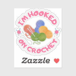 Pegatina Adicto al Arte de Crochet con Hilos Coloridos