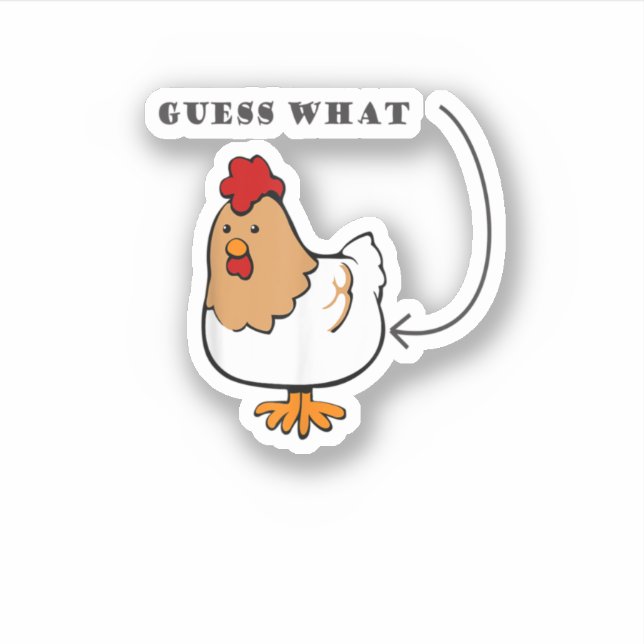 Pegatina Adivinen Qué Pollo Funny Butt (Anverso)