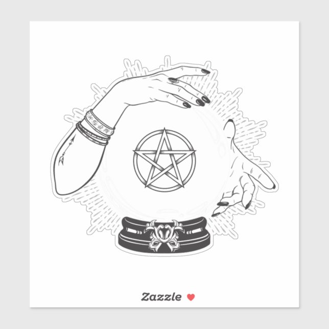 Pegatina Adivino Místico Negro Bola de Cristal Mística Fies (Hoja)