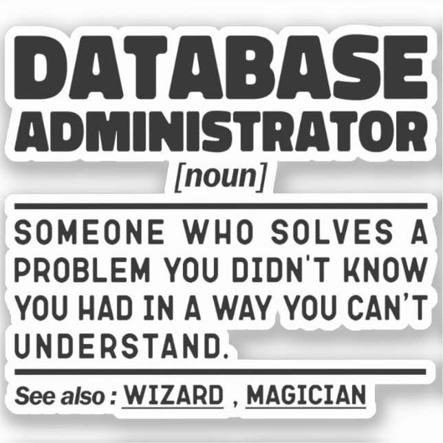Pegatina Administrador de Base de Datos Sustantivo Trabajad (Anverso)