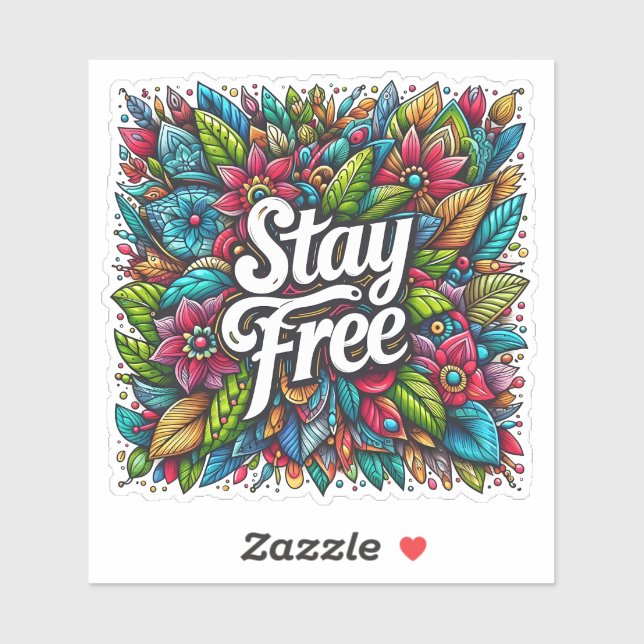 Pegatina Adoptar la libertad en los vivos diseños florales (Hoja)