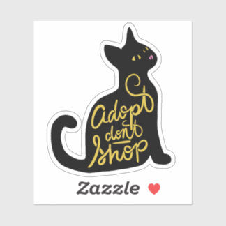 Pegatina Adoptar no comprar adopción de gato negro