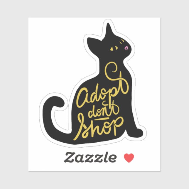 Pegatina Adoptar no comprar adopción de gato negro (Hoja)