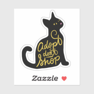 Pegatina Adoptar no comprar adopción de gato negro