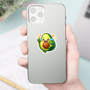 Pegatina Adorable Aguacate Kawaii Riendo Llorando Lágrimas 