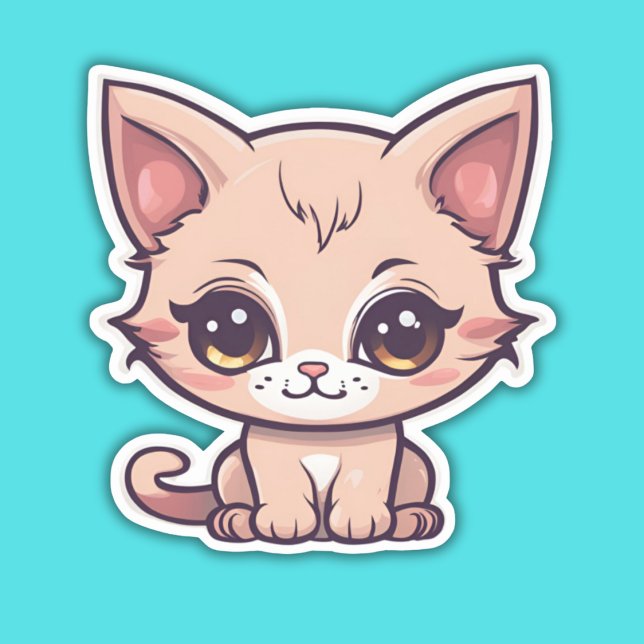 Pegatina Adorable Big Eyed Kitten impermeable (Subido por el creador)