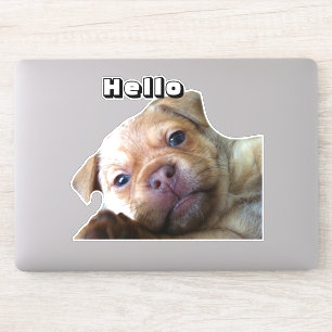 Pegatina Adorable Cachorro Dice Hola Decoración de Teléfono