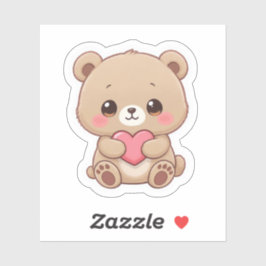 Pegatina Adorable Chibi Bear with Heart 