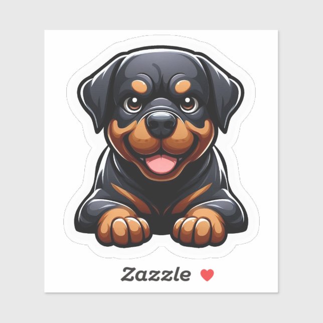 Pegatina Adorable Chibi Rottweiler Puppy Smile (Hoja)