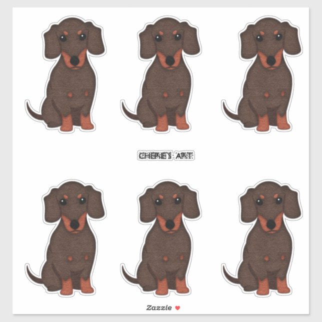 Pegatina Adorable Dachshund Dogs Felt Style (Hoja)