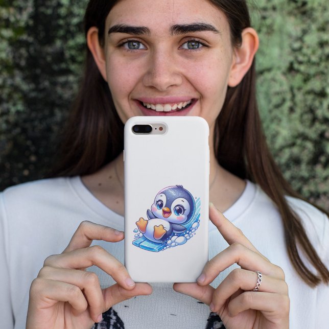 Pegatina Adorable deslizamiento de pingüino sobre hielo (Subido por el creador)